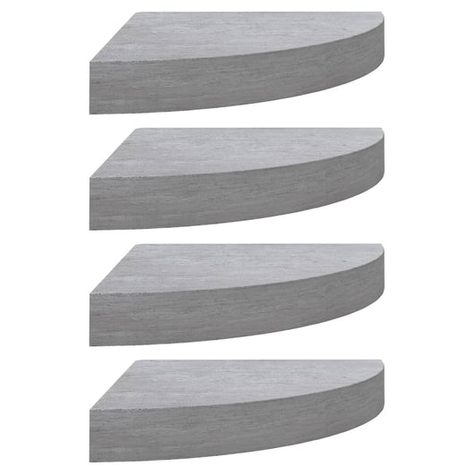 Mensole Angolari 4 pz Grigio Cemento 35x35x3,8 cm in MDF 326644