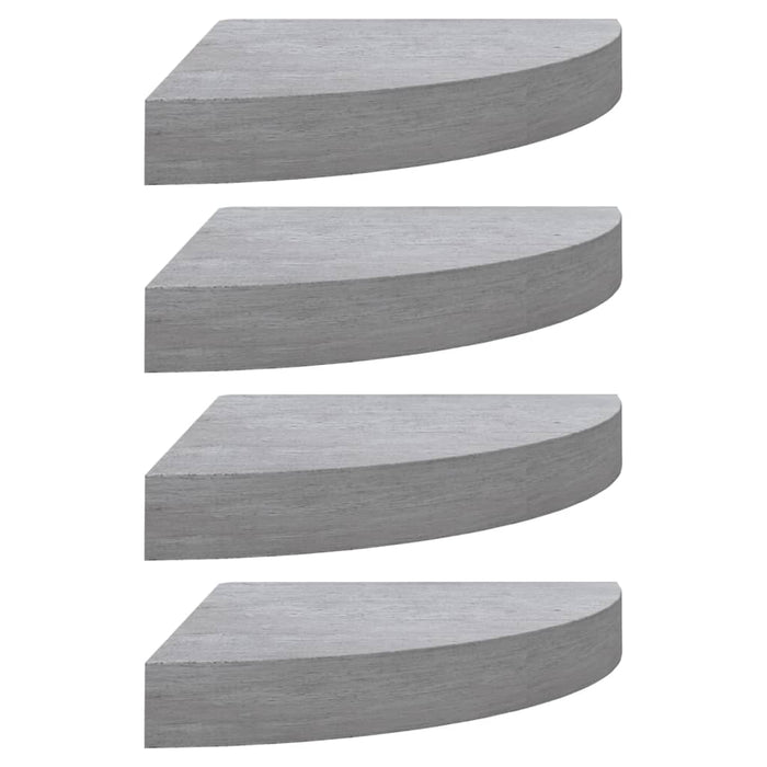 Mensole Angolari 4 pz Grigio Cemento 35x35x3,8 cm in MDF cod mxl 40318