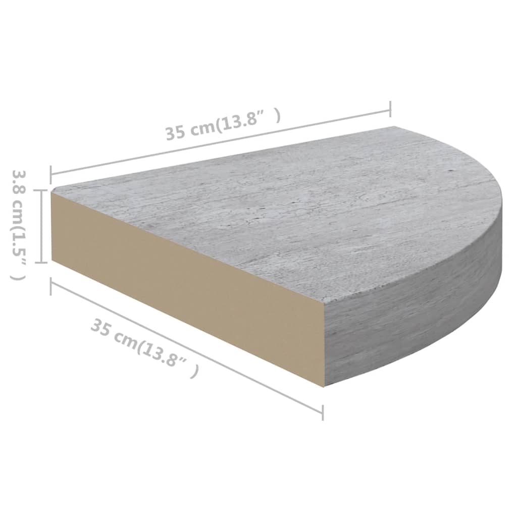 Mensole Angolari 4 pz Grigio Cemento 35x35x3,8 cm in MDF cod mxl 40318