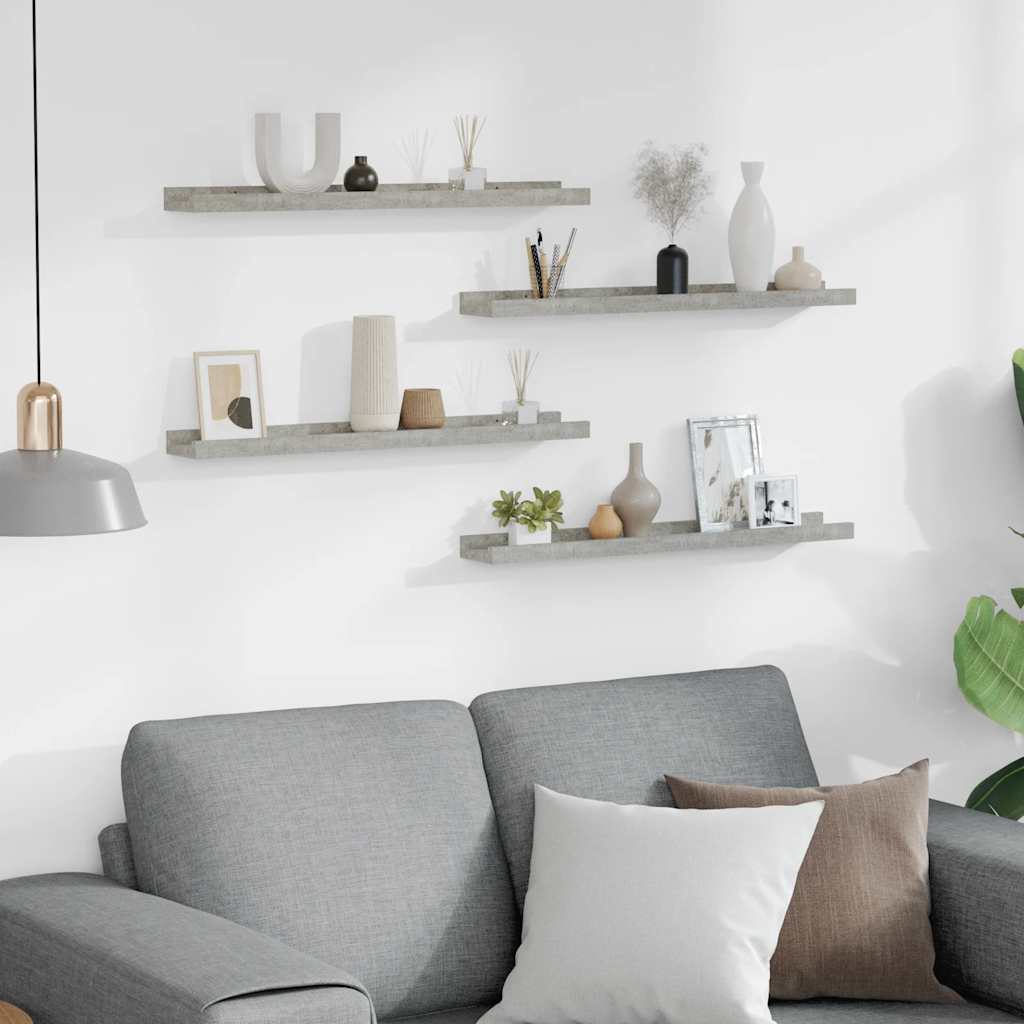 Mensole da Parete 4 pz Grigio Cemento 60x9x3 cm 326705