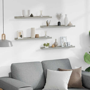 Mensole da Parete 4 pz Grigio Cemento 60x9x3 cm 326705