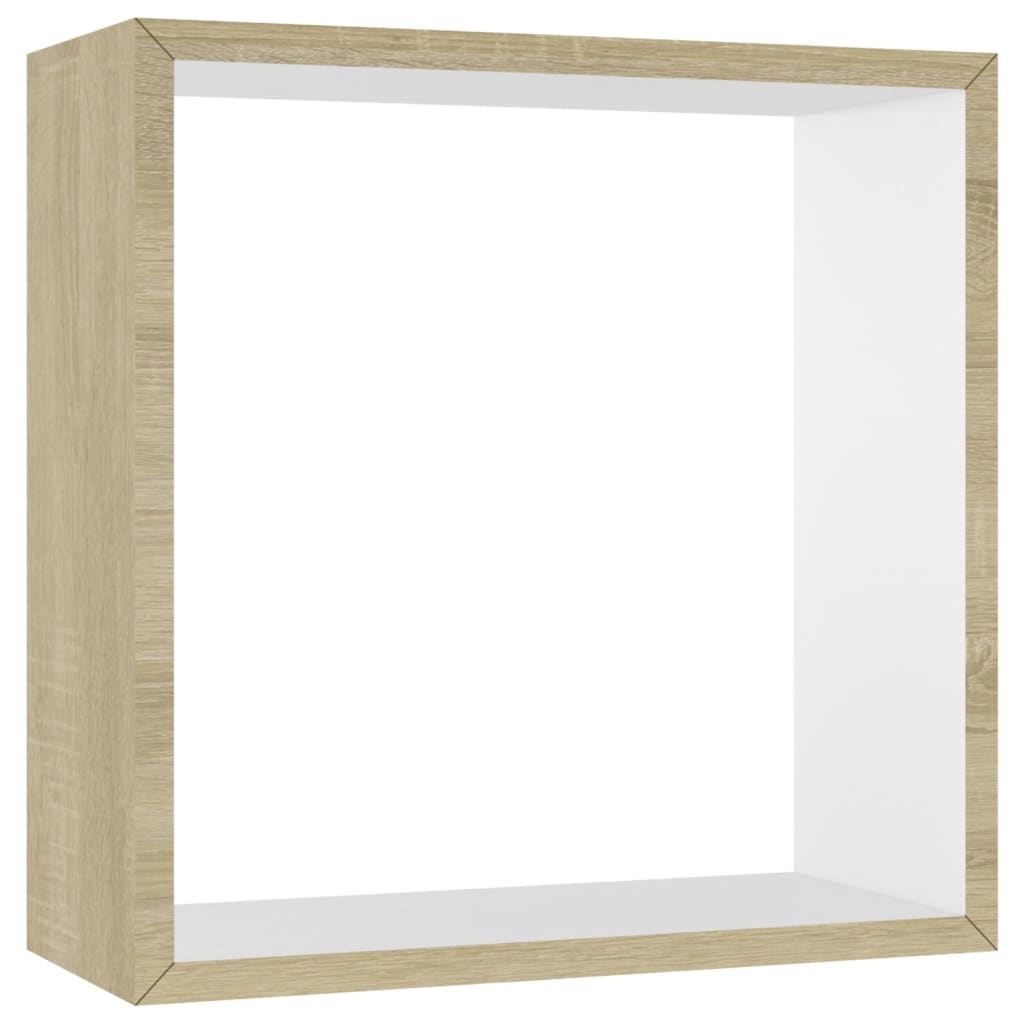 Mensole a Cubo da Parete 3 pz Bianco Rovere Sonoma 326720