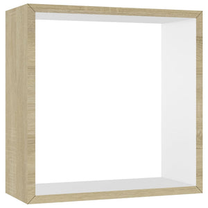 Mensole a Cubo da Parete 3 pz Bianco Rovere Sonoma 326720