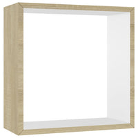 Mensole a Cubo da Parete 3 pz-Set di 3 Scaffale Bianco Rovere Sonoma