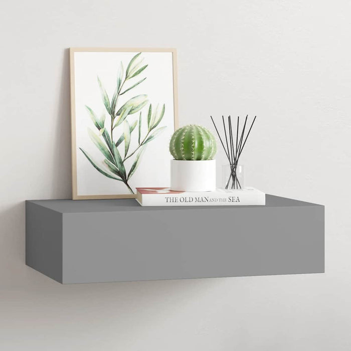 Scaffale con Cassetti da Parete Grigio 40x23,5x10 cm in MDF cod mxl 73173