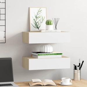 Scaffali con Cassetti 2 pz Rovere e Bianco 40x23,5x10 cm in MDF 330250