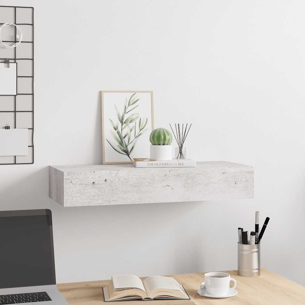 Scaffale con Cassetti da Parete Grigio Cemento 60x23,5x10cm MDF 330265