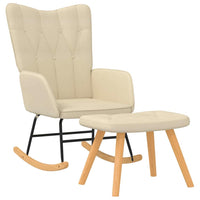 Poltrona a Dondolo con Poggiapiedi Crema in Tessuto 327624