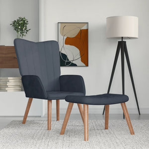 Poltrona Relax con Poggiapiedi Grigio Scuro in Velluto 327667