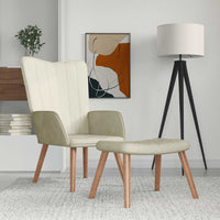 Poltrona Relax con Poggiapiedi Bianco Crema in Velluto 327675