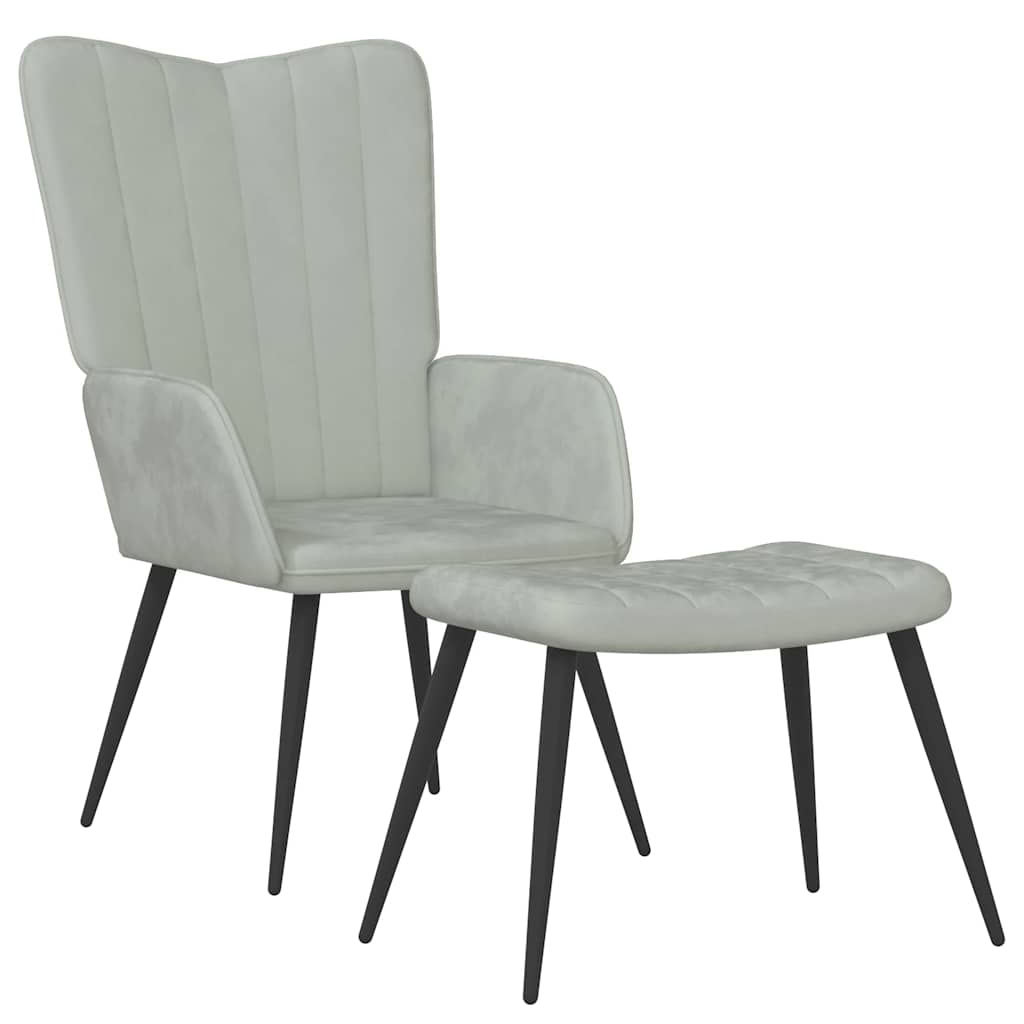 Poltrona Relax con Poggiapiedi Grigio Chiaro in Vellutocod mxl 120479