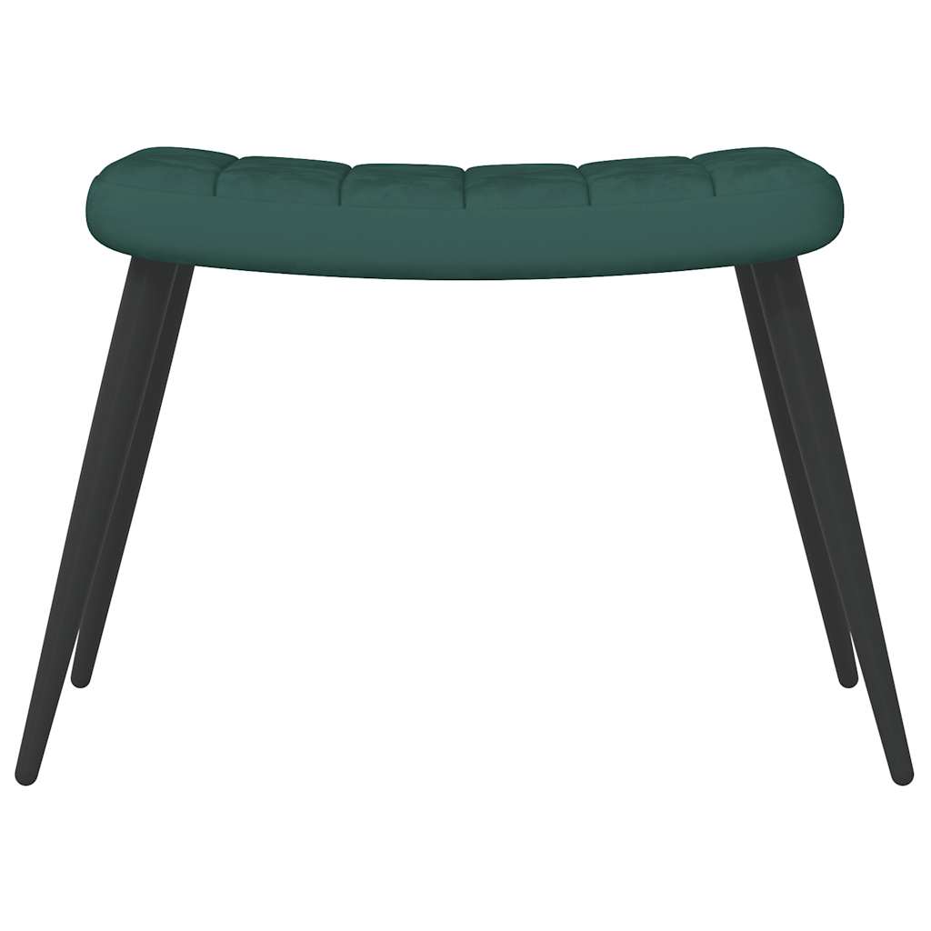 Poltrona Relax con Sgabello Verde Scuro in Velluto 327690