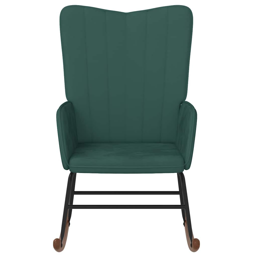 Sedia a Dondolo Verde Scuro in Velluto 327745