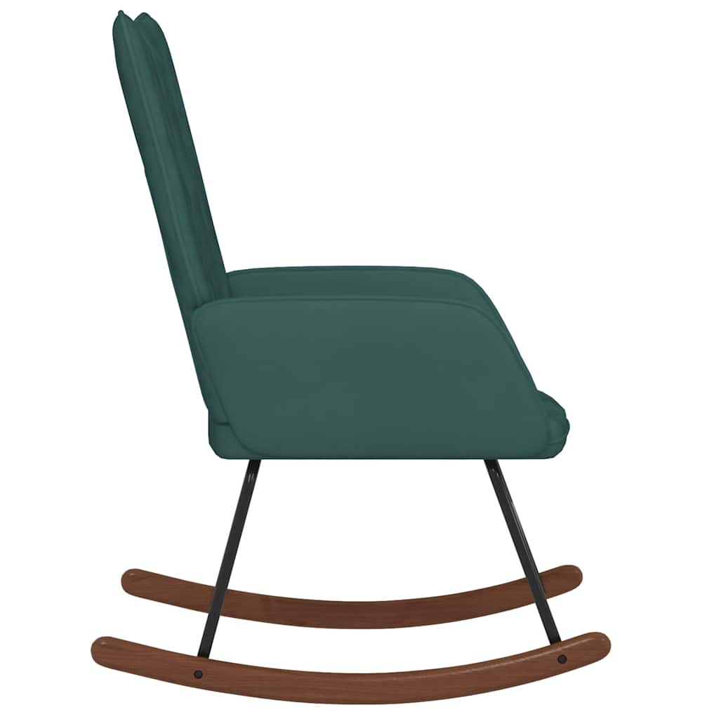 Sedia a Dondolo Verde Scuro in Velluto 327745