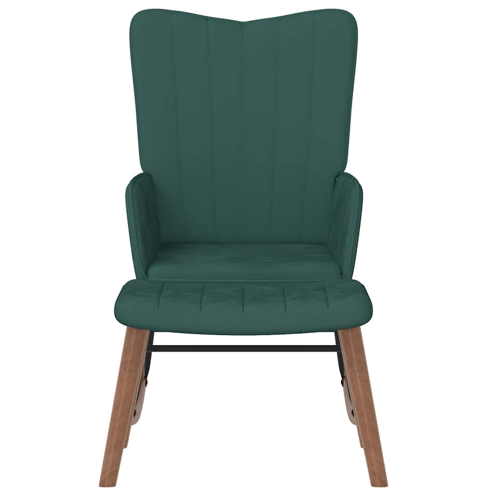 Poltrona a Dondolo con Poggiapiedi Verde Scuro in Vellutocod mxl 72559