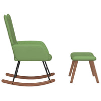 Poltrona a Dondolo con Poggiapiedi Verde Chiaro in Velluto 327757