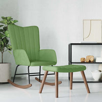 Poltrona a Dondolo con Poggiapiedi Verde Chiaro in Velluto 327757