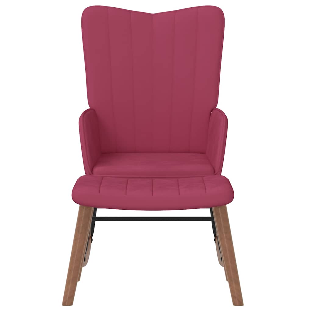 Poltrona a Dondolo con Poggiapiedi Rosso Vino in Velluto cod mxl 49023