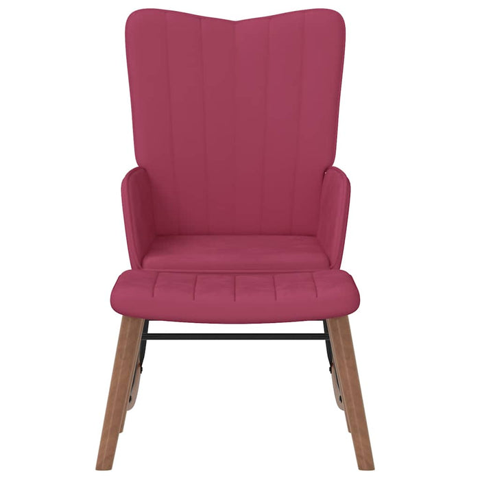 Poltrona a Dondolo con Poggiapiedi Rosso Vino in Velluto cod mxl 49023
