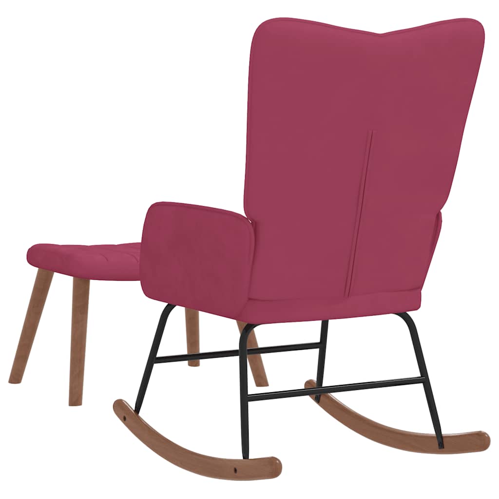 Poltrona a Dondolo con Poggiapiedi Rosso Vino in Velluto cod mxl 49023