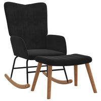 Poltrona a Dondolo con Poggiapiedi Nera in Velluto 327760