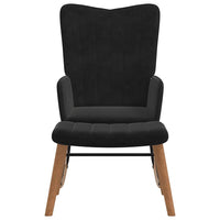 Poltrona a Dondolo con Poggiapiedi Nera in Velluto 327760