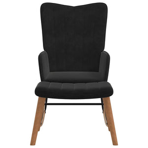 Poltrona a Dondolo con Poggiapiedi Nera in Velluto 327760