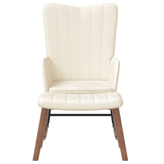 Poltrona a Dondolo con Poggiapiedi Bianco Crema in Vellutocod mxl 72543