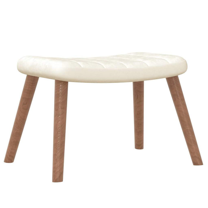 Poltrona a Dondolo con Poggiapiedi Bianco Crema in Velluto 327763