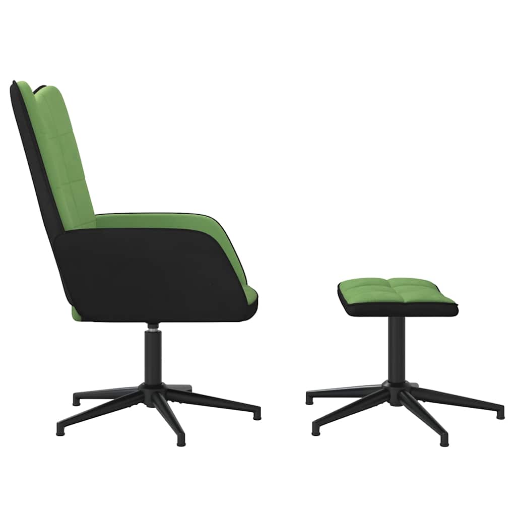 Poltrona Relax con Poggiapiedi Verde Chiaro in Velluto e PVC 327845