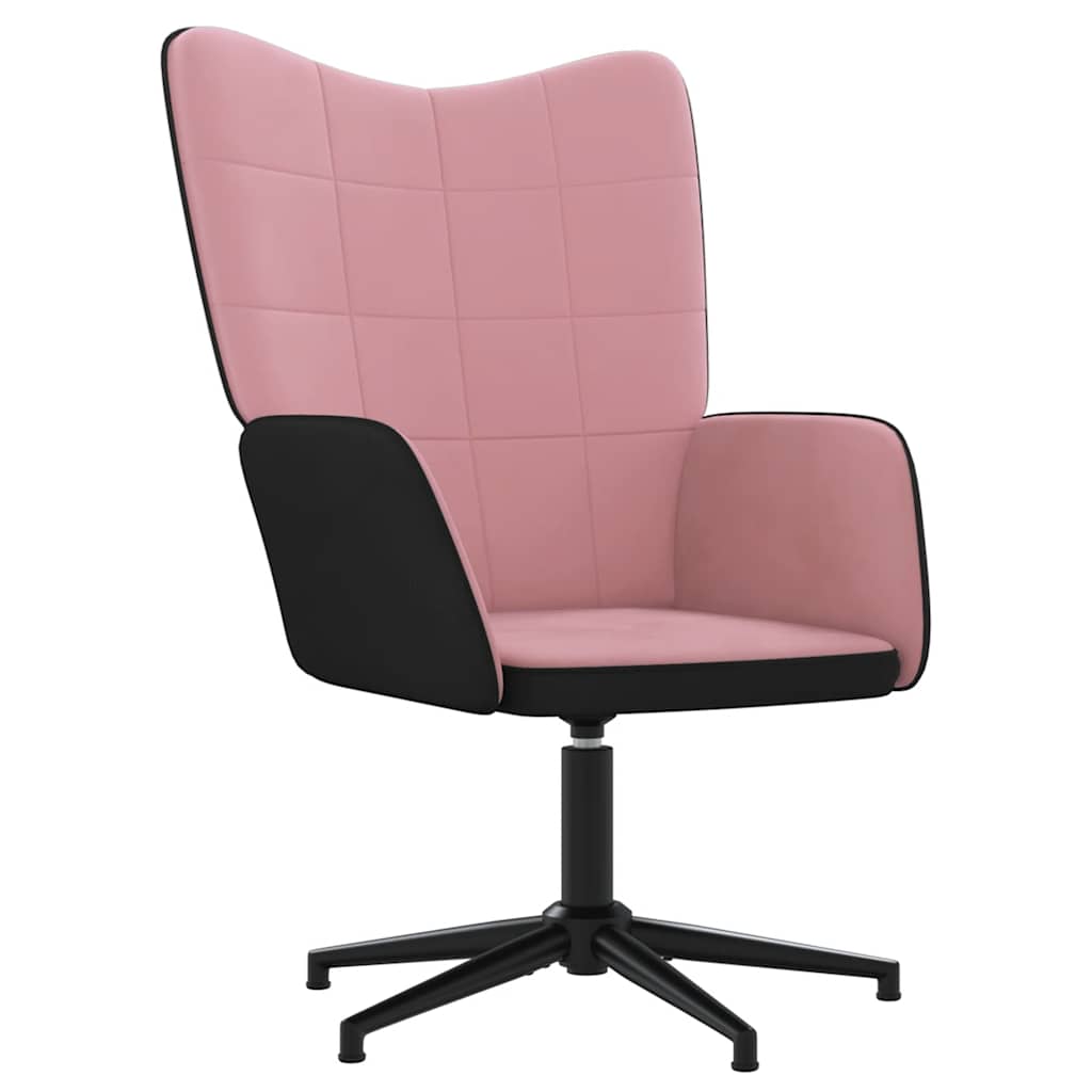 Poltrona Relax con Poggiapiedi Rosa in Velluto e PVC 327846