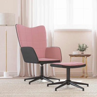 Poltrona Relax con Poggiapiedi Rosa in Velluto e PVC 327846