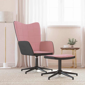 Poltrona Relax con Poggiapiedi Rosa in Velluto e PVC 327846