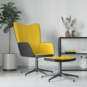 Poltrona Relax con Poggiapiedi Giallo Senape in Velluto e PVC 327849
