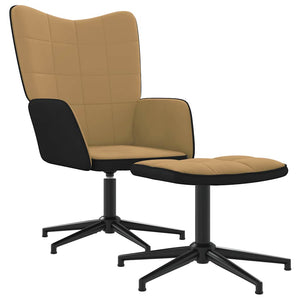 Poltrona Relax con Poggiapiedi Marrone in Velluto e PVC 327850