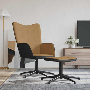 Poltrona Relax con Poggiapiedi Marrone in Velluto e PVC 327850