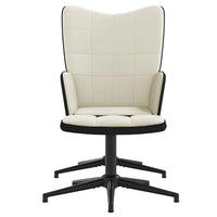 Poltrona Relax con Poggiapiedi Bianco Crema in Velluto e PVC 327851