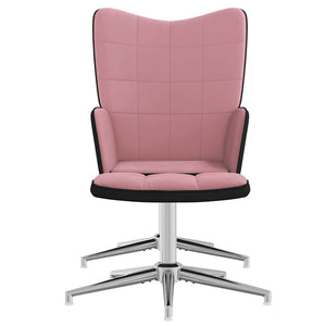 Sedia Relax con Sgabello Rosa in Velluto e PVC 327868