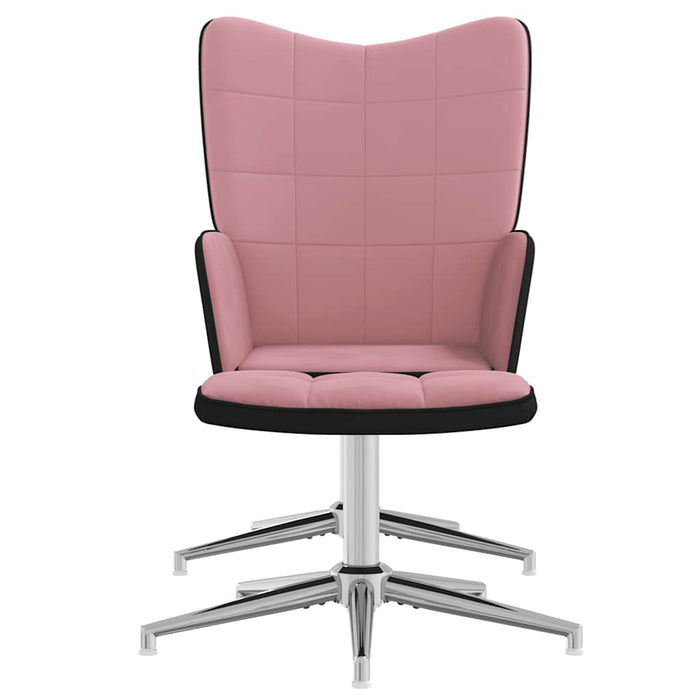 Sedia Relax con Sgabello Rosa in Velluto e PVC 327868