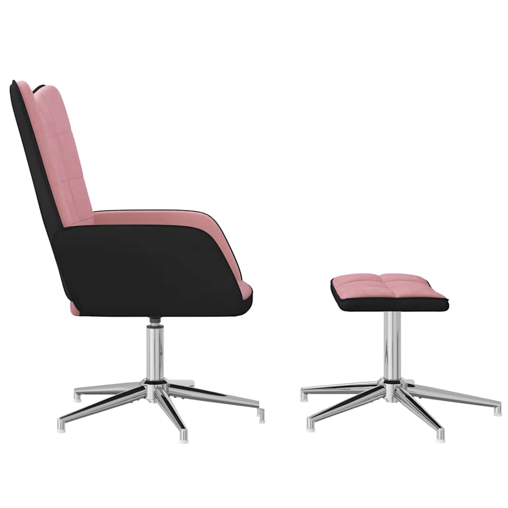 Sedia Relax con Sgabello Rosa in Velluto e PVC 327868