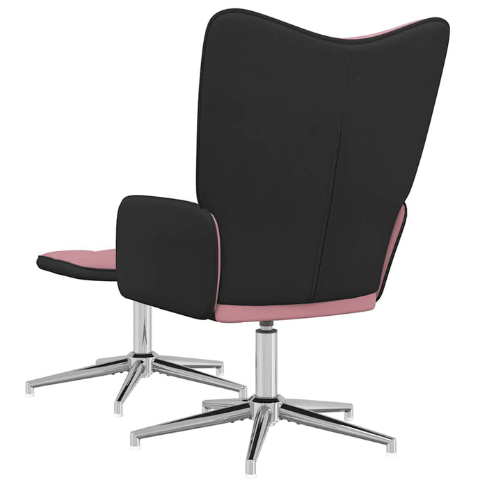 Sedia Relax con Sgabello Rosa in Velluto e PVC 327868