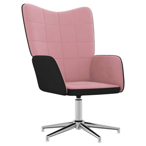 Sedia Relax con Sgabello Rosa in Velluto e PVC 327868