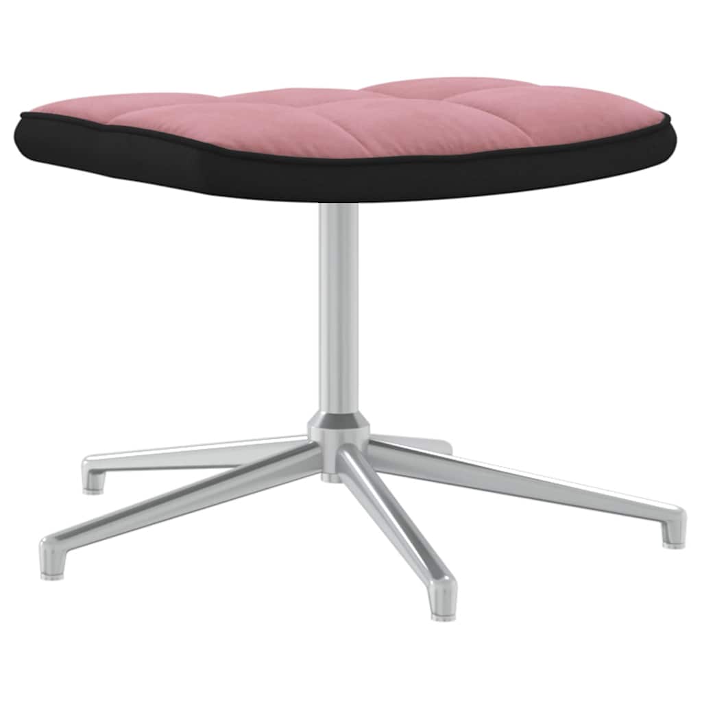 Sedia Relax con Sgabello Rosa in Velluto e PVC 327868