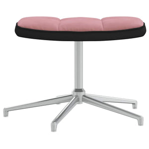 Sedia Relax con Sgabello Rosa in Velluto e PVC 327868