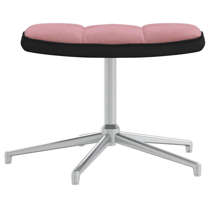 Sedia Relax con Sgabello Rosa in Velluto e PVC 327868