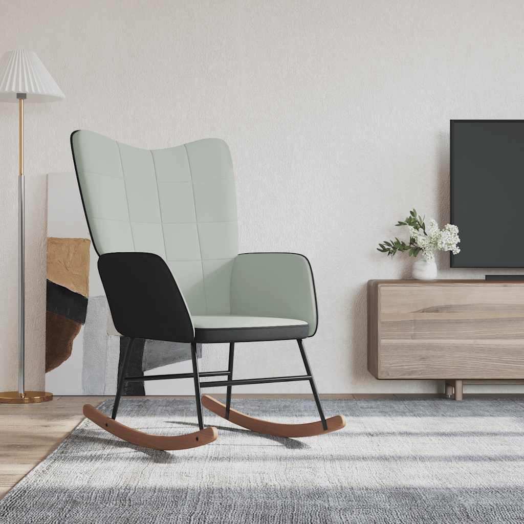 Sedia a Dondolo Grigio Chiaro in Velluto e PVC 327875