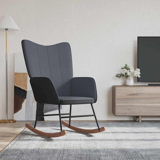 Sedia a Dondolo Grigio Scuro in Velluto e PVC 327876