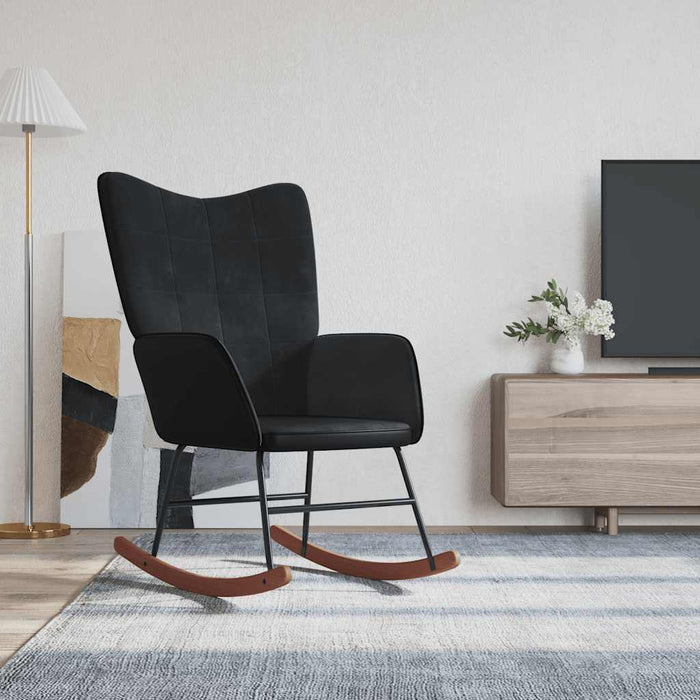 Sedia a Dondolo Nera in Velluto e PVC 327881