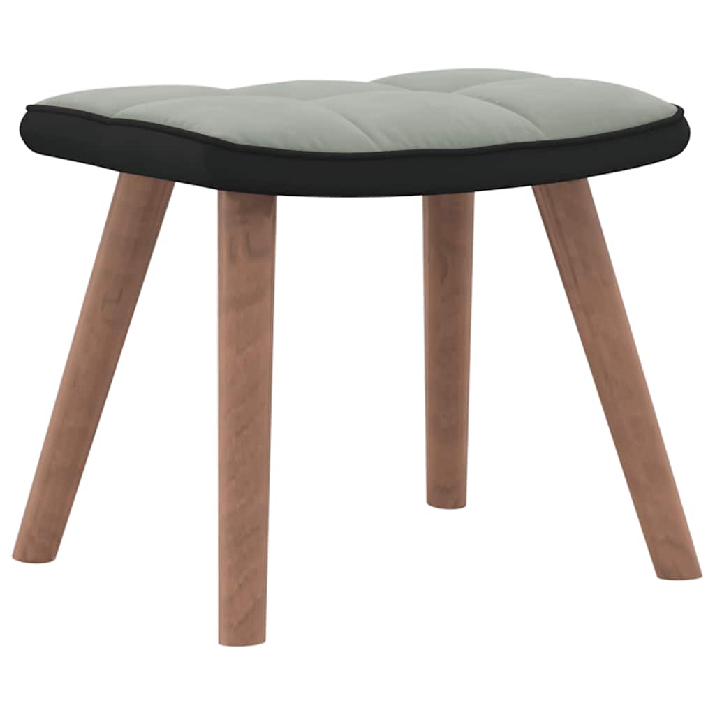 Poltrona a Dondolo con Poggiapiedi Grigio Chiaro Velluto e PVC