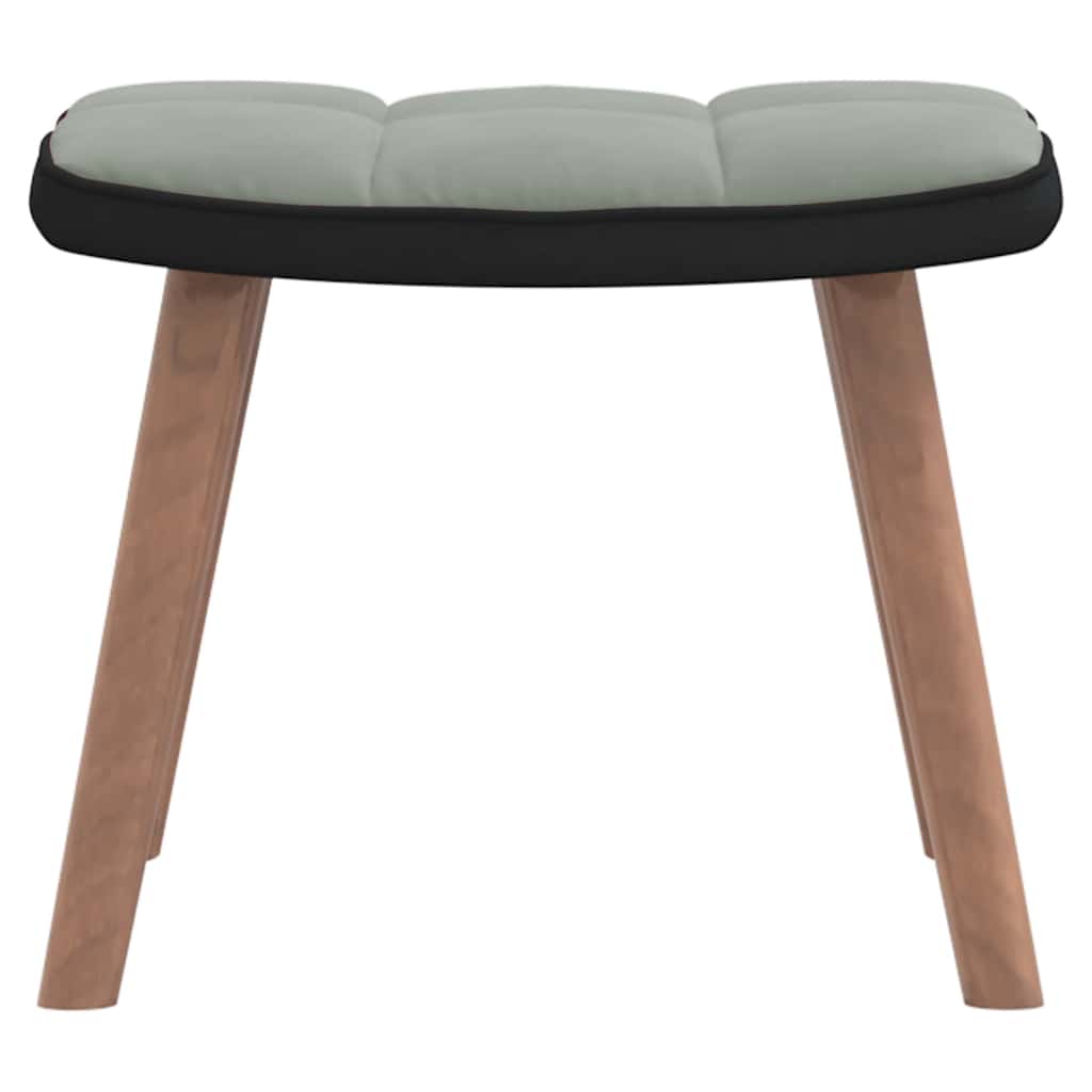 Poltrona a Dondolo con Poggiapiedi Grigio Chiaro Velluto e PVC 327886